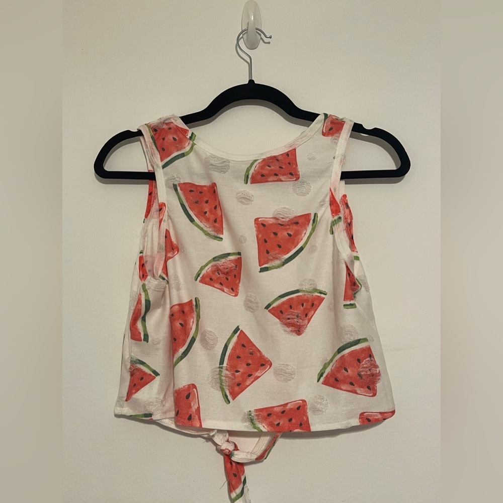 No tag- cute crop top watermelon top with distressed style!